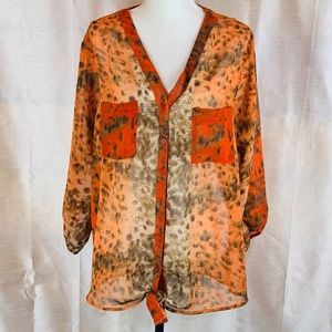EUC Metro 22 Tie-Waist Button-Front Blouse